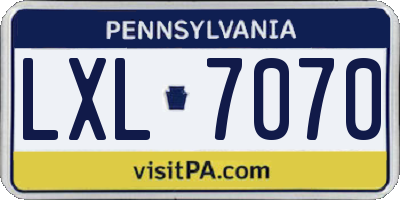 PA license plate LXL7070