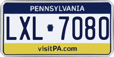 PA license plate LXL7080
