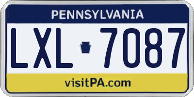 PA license plate LXL7087