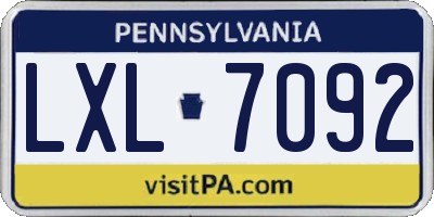 PA license plate LXL7092