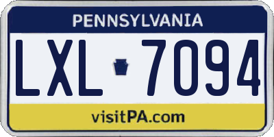 PA license plate LXL7094