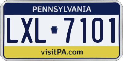 PA license plate LXL7101
