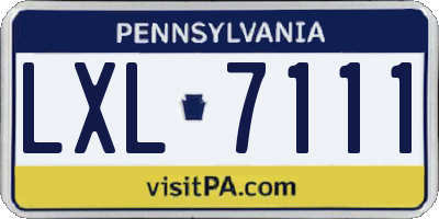PA license plate LXL7111