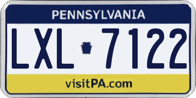 PA license plate LXL7122