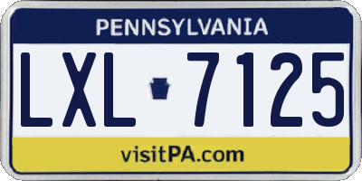 PA license plate LXL7125