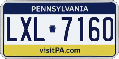 PA license plate LXL7160