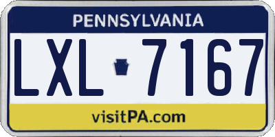 PA license plate LXL7167