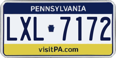 PA license plate LXL7172