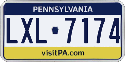 PA license plate LXL7174