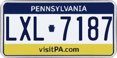 PA license plate LXL7187