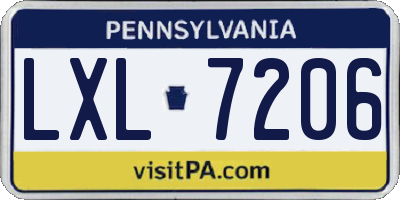 PA license plate LXL7206