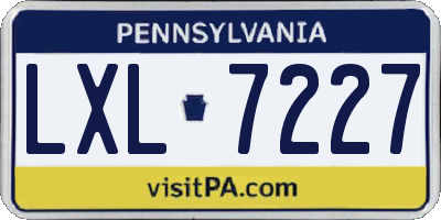 PA license plate LXL7227