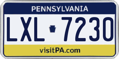 PA license plate LXL7230