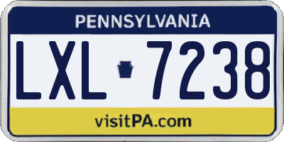 PA license plate LXL7238