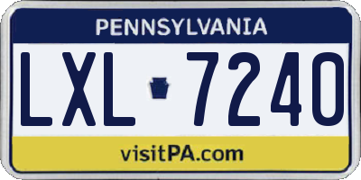 PA license plate LXL7240