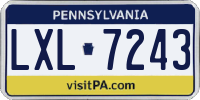 PA license plate LXL7243