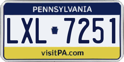 PA license plate LXL7251