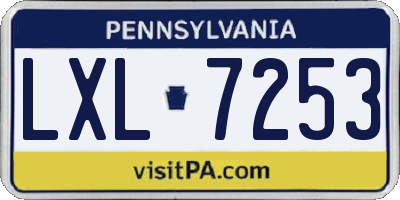PA license plate LXL7253