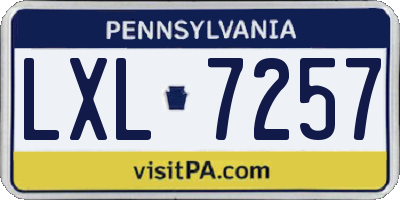 PA license plate LXL7257