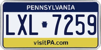 PA license plate LXL7259