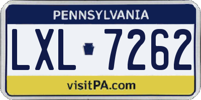 PA license plate LXL7262