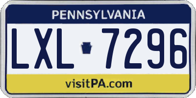 PA license plate LXL7296