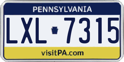 PA license plate LXL7315
