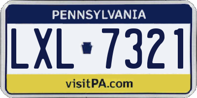 PA license plate LXL7321