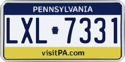PA license plate LXL7331