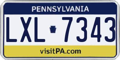 PA license plate LXL7343