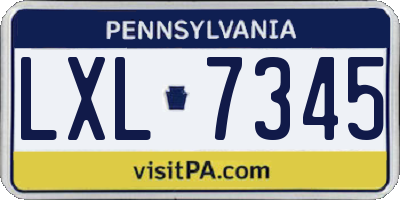 PA license plate LXL7345