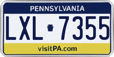 PA license plate LXL7355