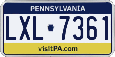 PA license plate LXL7361