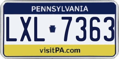 PA license plate LXL7363