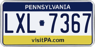 PA license plate LXL7367