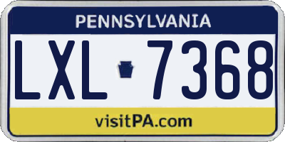 PA license plate LXL7368