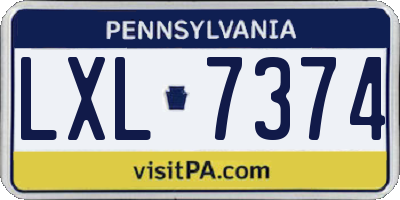 PA license plate LXL7374