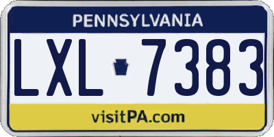 PA license plate LXL7383