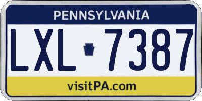 PA license plate LXL7387