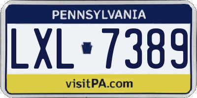 PA license plate LXL7389