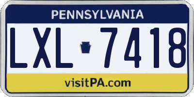PA license plate LXL7418