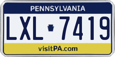 PA license plate LXL7419