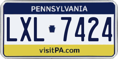 PA license plate LXL7424