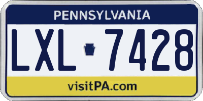 PA license plate LXL7428