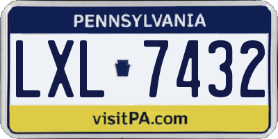PA license plate LXL7432