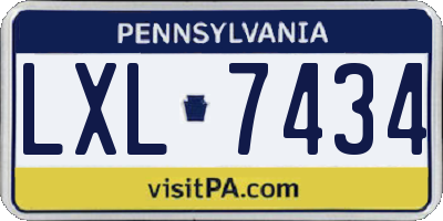 PA license plate LXL7434