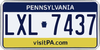 PA license plate LXL7437