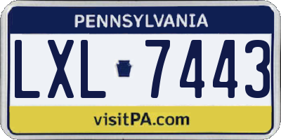 PA license plate LXL7443