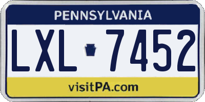 PA license plate LXL7452
