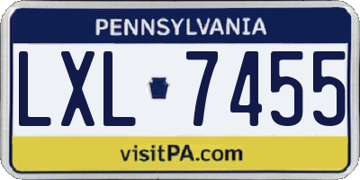 PA license plate LXL7455